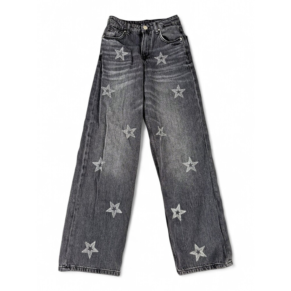 Z3D Star Rhinestone Wide-Leg‎ Jeans - Women's XXS Flare